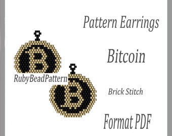 Bitcoin bead earrings pattern, Bitcoin beaded pattern, Bitcoin earrings pattern, Bitcoin beading pattern, Beading, earrings pattern
