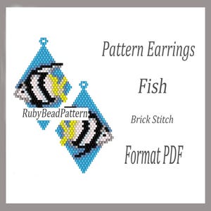 Fish bead earrings pattern, Fish beaded pattern, Fish beading earrings pattern, Fish bead pattern, Beading Fish, Beaded earrings Fish