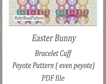 Paashaas kralenarmband, paashaas kralenpatronen, paashaas kralenpatroon, armband kraal zelfs peyotepatroon, pdf-bestand kralen