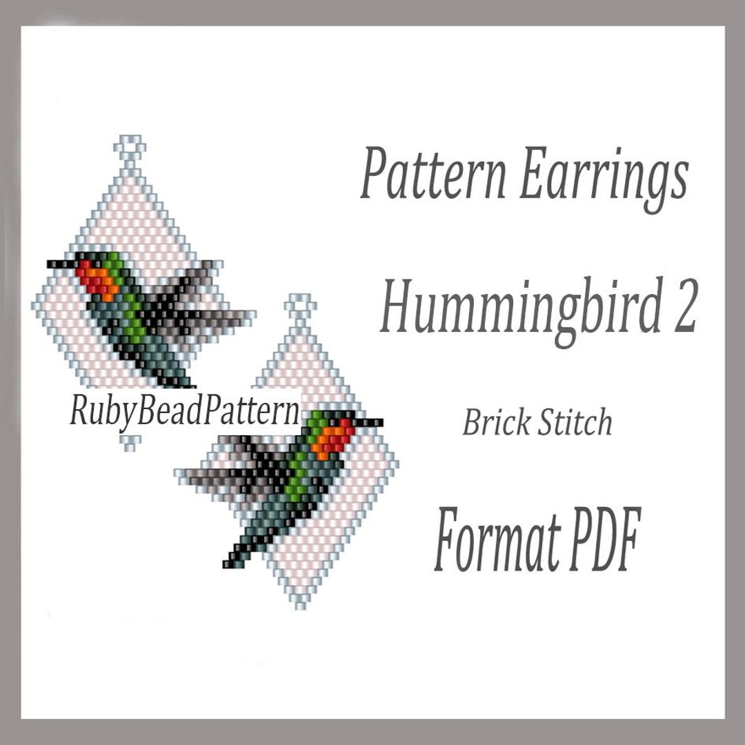 Hummingbird 2 Bead Earrings Pattern, Hummingbird Beaded Pattern, Bird ...
