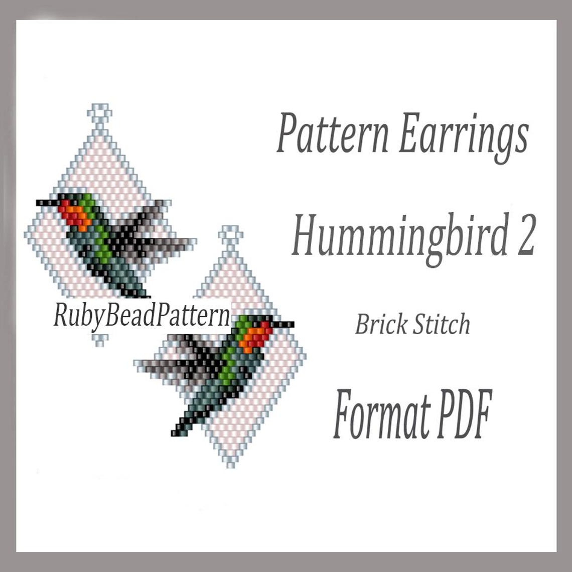 Hummingbird 2 Bead Earrings Pattern, Hummingbird Beaded Pattern, Bird ...