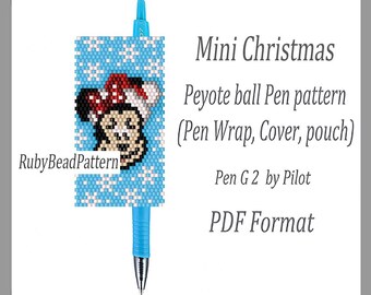 Fundas para bolígrafos de cuentas Mini Mouse Pilot G2, funda para bolígrafo de cuentas Mini Mouse, patrones de cuentas navideñas, patrones navideños, patrones de cuentas peyote, archivo PDF