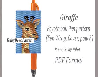 Giraffe bead pen wraps Pilot G2, Giraffe bead cover pen, Giraffe kralenpatronen, peyote patronen kraal, Girafkraalpatronen pdf-bestand