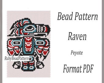 Raven Mini Tapestry Perlenmuster, Raven Perlenmuster, Raven Perlenmuster, Peyote-Perlenmuster, Perlenmuster, PDF-Datei