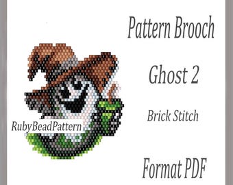 Ghost 2 bead brooch pattern, Ghost beaded pattern, Ghost beading pattern, Halloween beading pattern, Beading, Halloween bead pattern