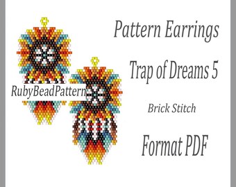 Trap of Dreams 5 Perlen Ohrringe Muster, Trap of Dreams Perlen Muster, Trap of Dreams Ohrringe Muster, Traumfänger Perlen Muster Bead