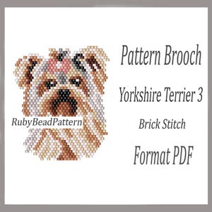 Yorkshire Terrier 3 bead brooch pattern, Dog beaded pattern, Dog beading pattern, Dog bead pattern, Animals bead pattern, Beading PDF file