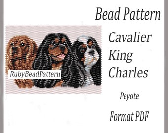 Cavalier King Charles Bead pattern Tapestry bead patterns, Dogs beaded pattern, Spaniels beading pattern, Bead peyote pattern, Beading PDF