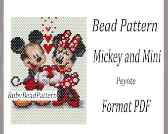 Mickey and Mini Tapestry mini bead patterns, Mickey and Mini beaded patterns, Beading patterns, Peyote patterns, Beading pattern PDF file
