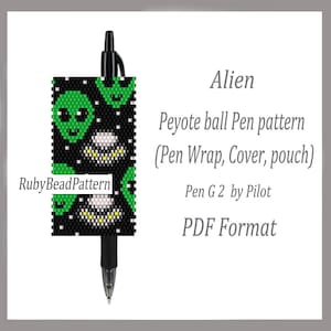 Alien bead pen wraps Pilot G2, Alien bead cover pen, Alien bead patterns,  Alien Bead peyote patterns,  Alien Beading patterns PDF file