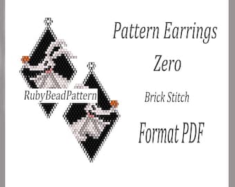 Zero Dog bead earrings pattern, Zero Dog beaded pattern, Halloween earrings pattern Halloween beading pattern, Beading, earrings pattern