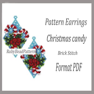 Patrón de pendientes de cuentas de dulces navideños, patrón de cuentas navideñas, patrón de pendientes de cuentas de dulces navideños, cuentas navideñas Dulces navideños