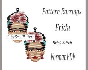 Frida bead earrings patterns, Frida bead patterns, Frida earrings patterns, Frida bead patterns, Beading, earrings patterns Frida PDF file