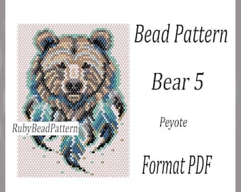 Bär 5 Mini Tapisserie Perlenmuster, Bär perlenmuster, Bär perlenmuster, Bär Peyote perlenmuster, perlenmuster PDF datei