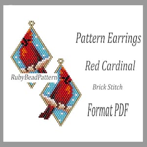 Red Cardinal bead earrings pattern, Red Cardinal bead pattern, Red Cardinal bead earrings pattern, Christmas beading pattern, Beading