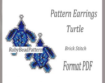 Turtle bead earrings pattern, Turtle beaded pattern, Turtle beading earrings pattern, Turtle beading pattern, Beading Turtle, earrings