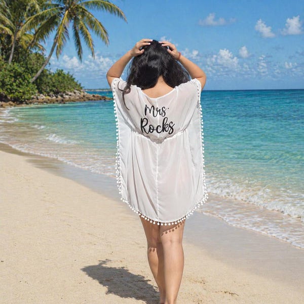 Boho Bride Pom Pom Swim Cover-Up: Bridal Beachwear