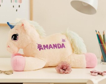 Custom Unicorn Plush Toy, Soft Unicorn Plus with Name