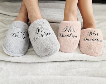 Custom Mr and Mrs Slippers, Valentines Gifts Slippers for Couples