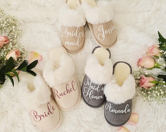 Custom Bridesmaids Slippers, Warm winter Bachelorette party slippers