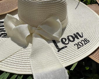 Mrs Floppy Hat, Bride Straw Sun hat, Honeymoon Sunhat