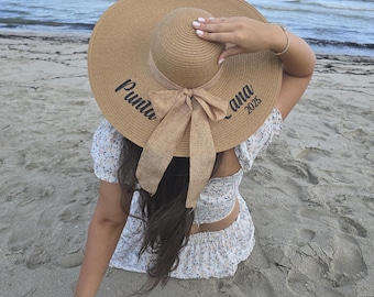 Custom Bride Floppy Sun Hat: Bachelorette Party Beach Accessory