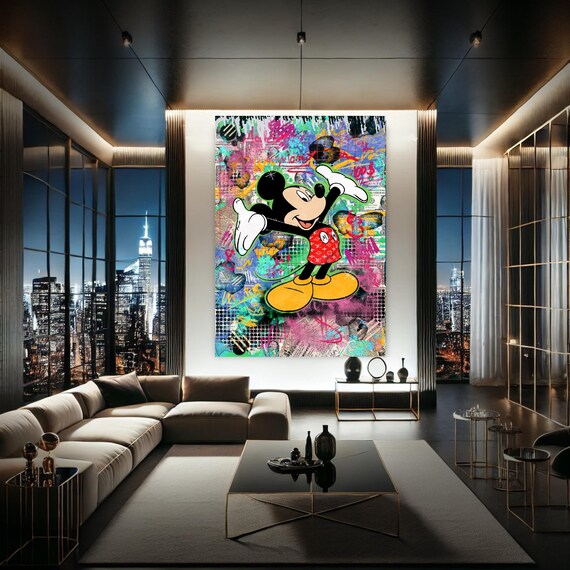 Pop Art Mickey Mouse Wall Art on Canvas, Matte Poster or Acrylic