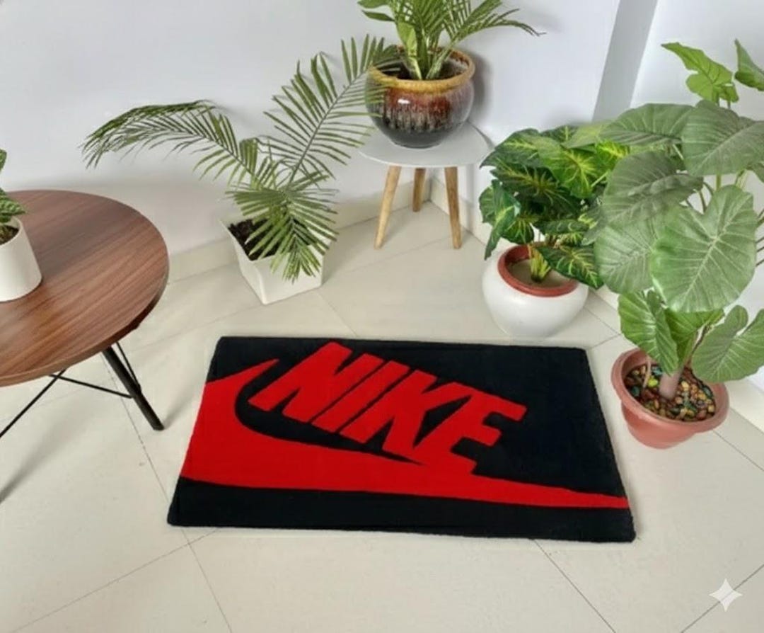 Nufc Rug Modern Sports Style Tufted Rug | Black & Red Statement Floor Rug ...