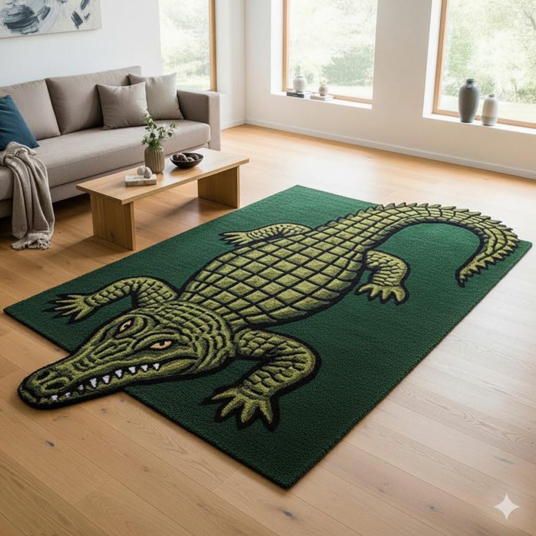 Fun Tufted Rug Hand-tufted Alligator Shaped Tufted Rug โ Fun Living Room Floor Mat ...