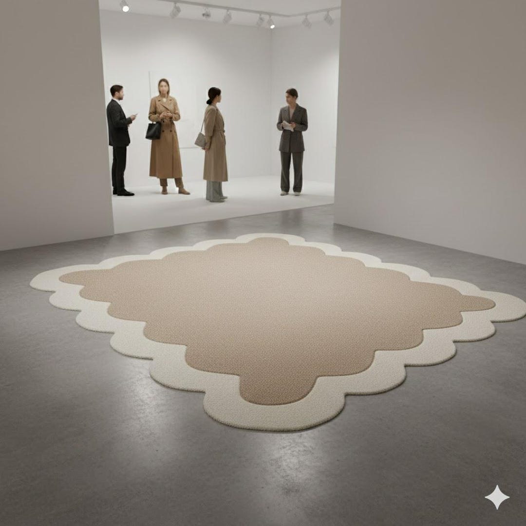 Modern Organic Shape Rug, Minimalist Beige & Cream Abstract Area Rug ...