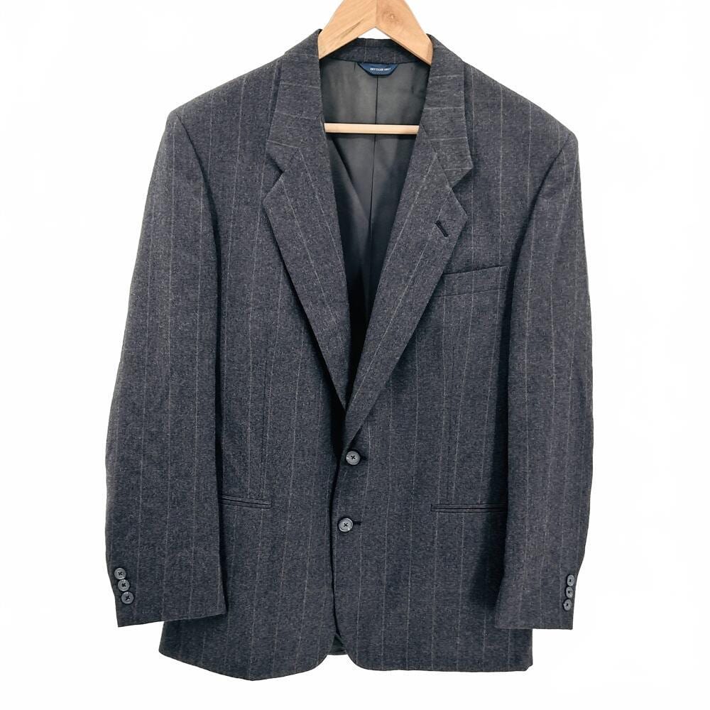 Givenchy, Vintage 80s Givenchy Charcoal 100% Wool Pinstripe Blazer