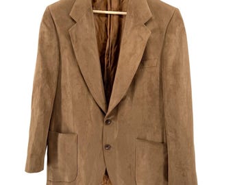 Vintage 90er Jahre Terzo Uimo Braune Samt Zwei Knopf Herren Blazer Jacke