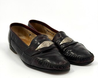 Vintage Lorenzo Banfi loafers uit de jaren 90, donkerbruin leer.