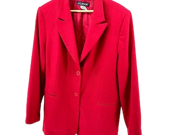 Vintage 90er Jahre J.G. Haken Rot Maßgeschneiderte 100% Wolle Blazer Jacke