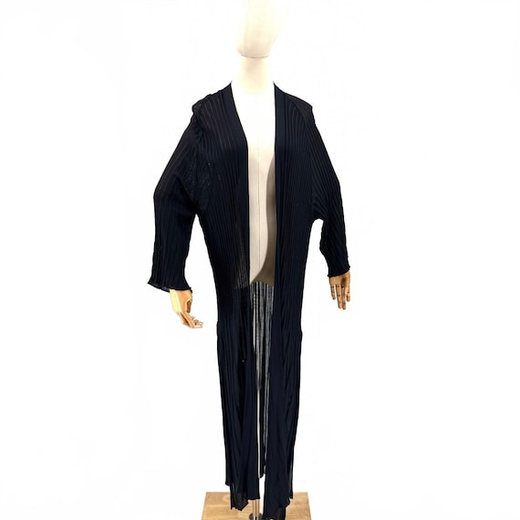 Claude Montana, Vintage 90s Claude Montana Black Ribbed Duster Cardigan