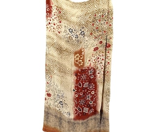Spódnica maxi kopertowa Chico’s Design Khaki z jedwabiu 100% w stylu vintage z lat 90. z nadrukiem w zwierzęcy wzór plemienny
