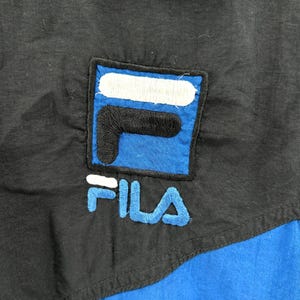 Vintage 90er Jahre Fila Schwarz Blau Weiss Colorblock Trainingsjacke Bild 5