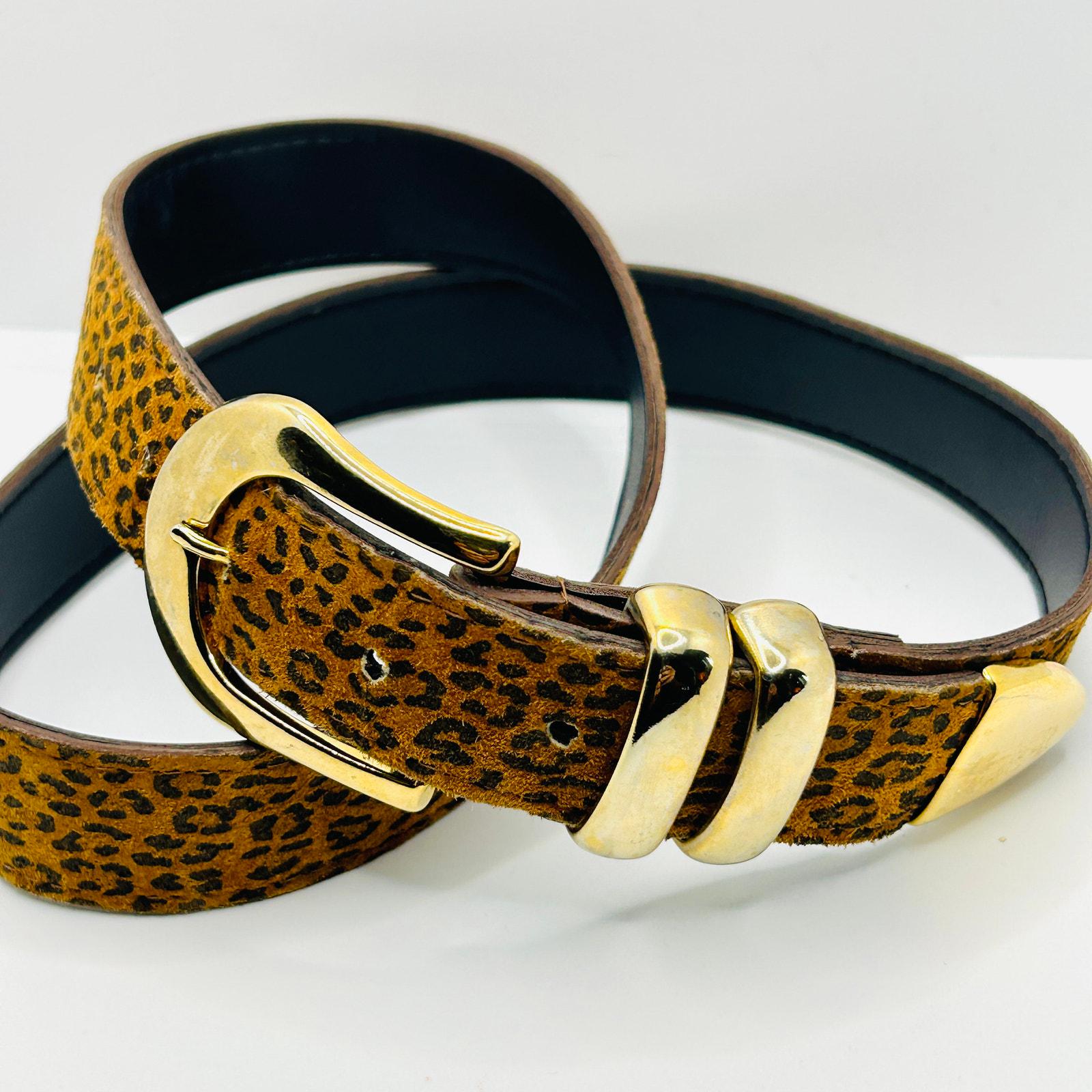 Vintage Cole Haan Leopard Print Belt with Gold Buckle, size M A2409DJN50748 - Leopard Print Leather Belt with Gold Buckle  main image 2