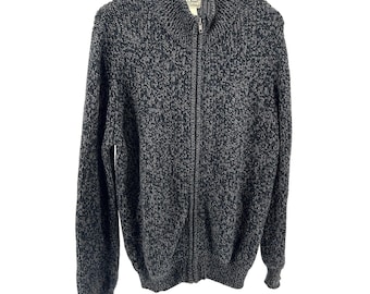 Vintage Y2K L.L.Bean Dark Indigo Grey 100% Cotton Full Zip Cardigan