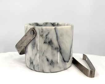 Vintage 70-tals vitgrå massiv marmor Hollywood Regency tung barware ishink