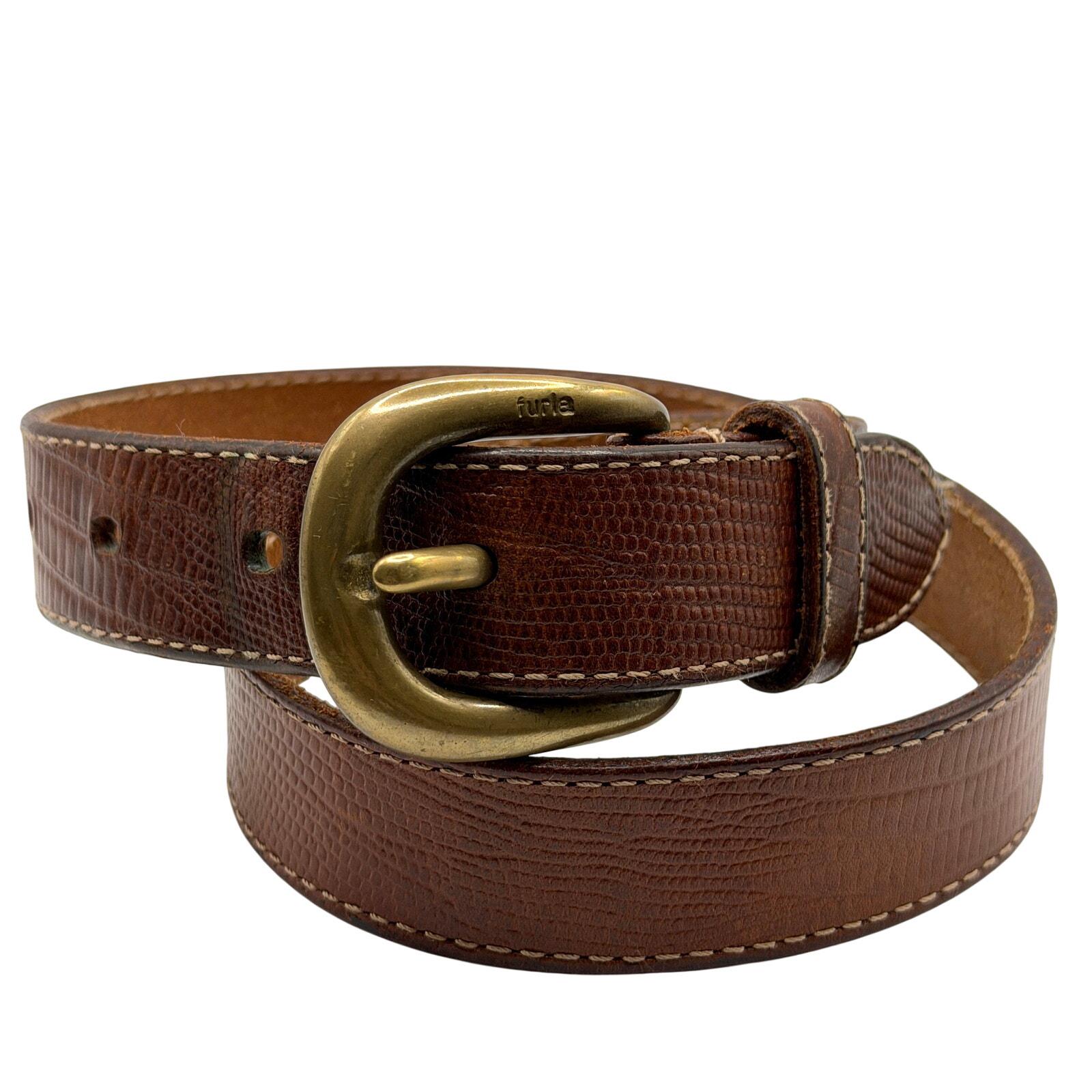Buy Vintage 90s Furla Brown Lizard Embossed Leather Brass  display picture 2