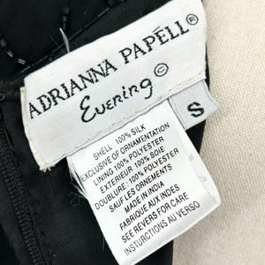 Bluzka sylwestrowa Adrianna Papell w stylu vintage z lat 90., wykonana w 100% z jedwabiu, z czarnych cekinów w kolorze szampańskim zdjęcie 8