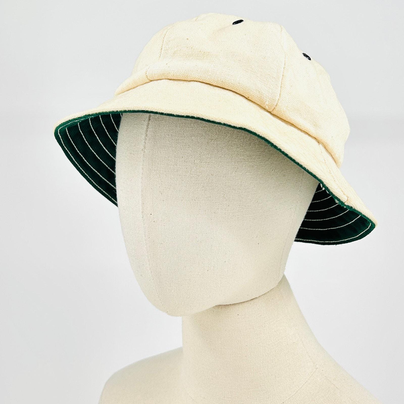 Vintage 80s Columbia Cream Green Canvas Bucket Hat - Etsy display picture 3