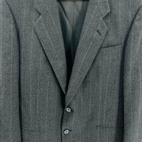 Vintage 90s Givenchy Charcoal Gray Wool Pinstripe Classic Suit