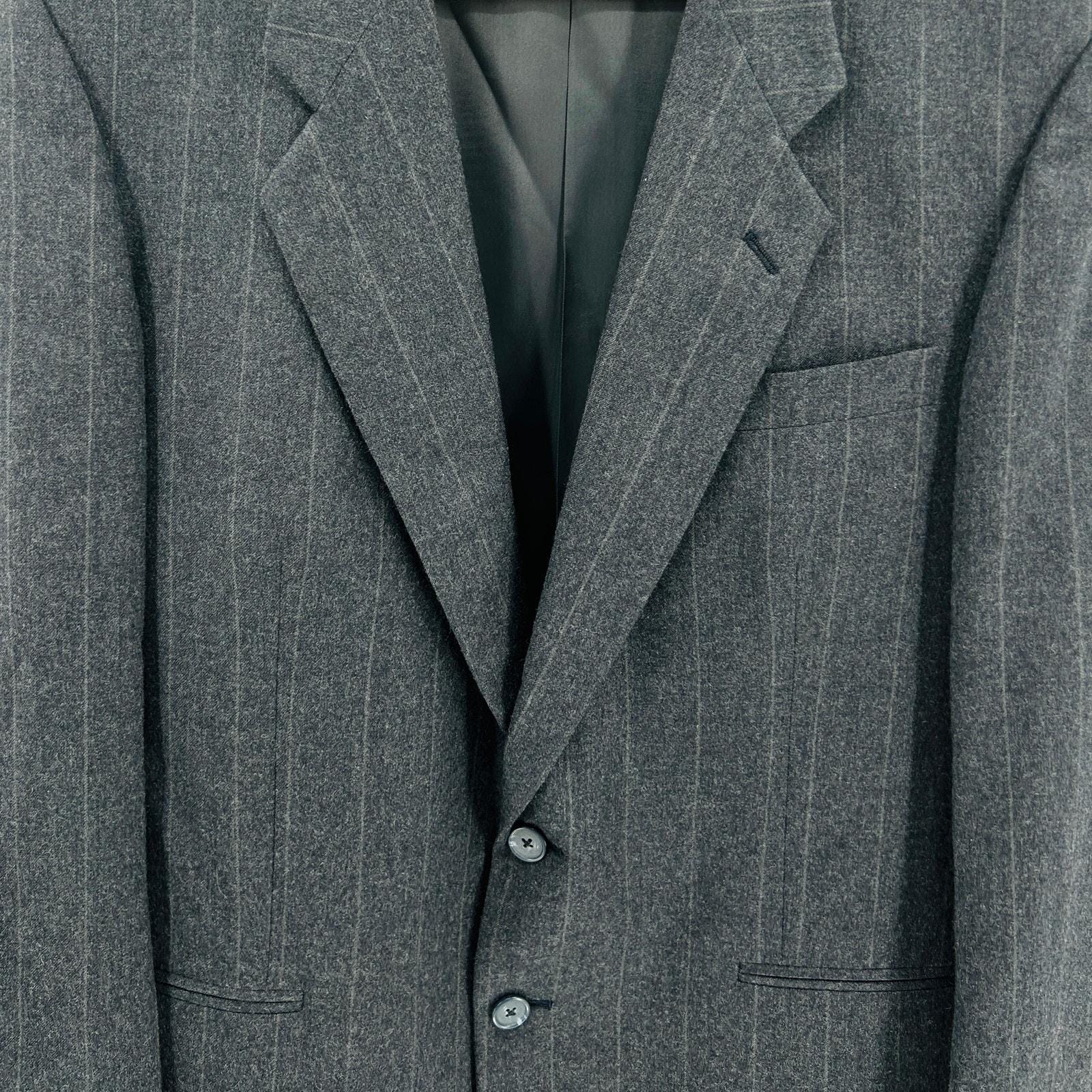 Vintage 90s Givenchy Charcoal Gray Wool Pinstripe Classic Suit