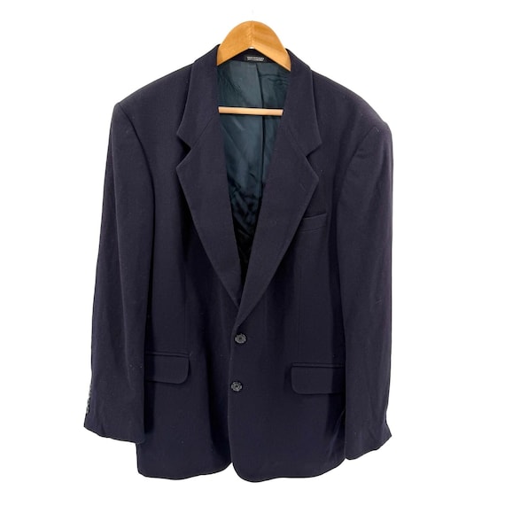 Oscar de la Renta, Vintage 90s Oscar de la Renta Navy Blue Tailored Blazer