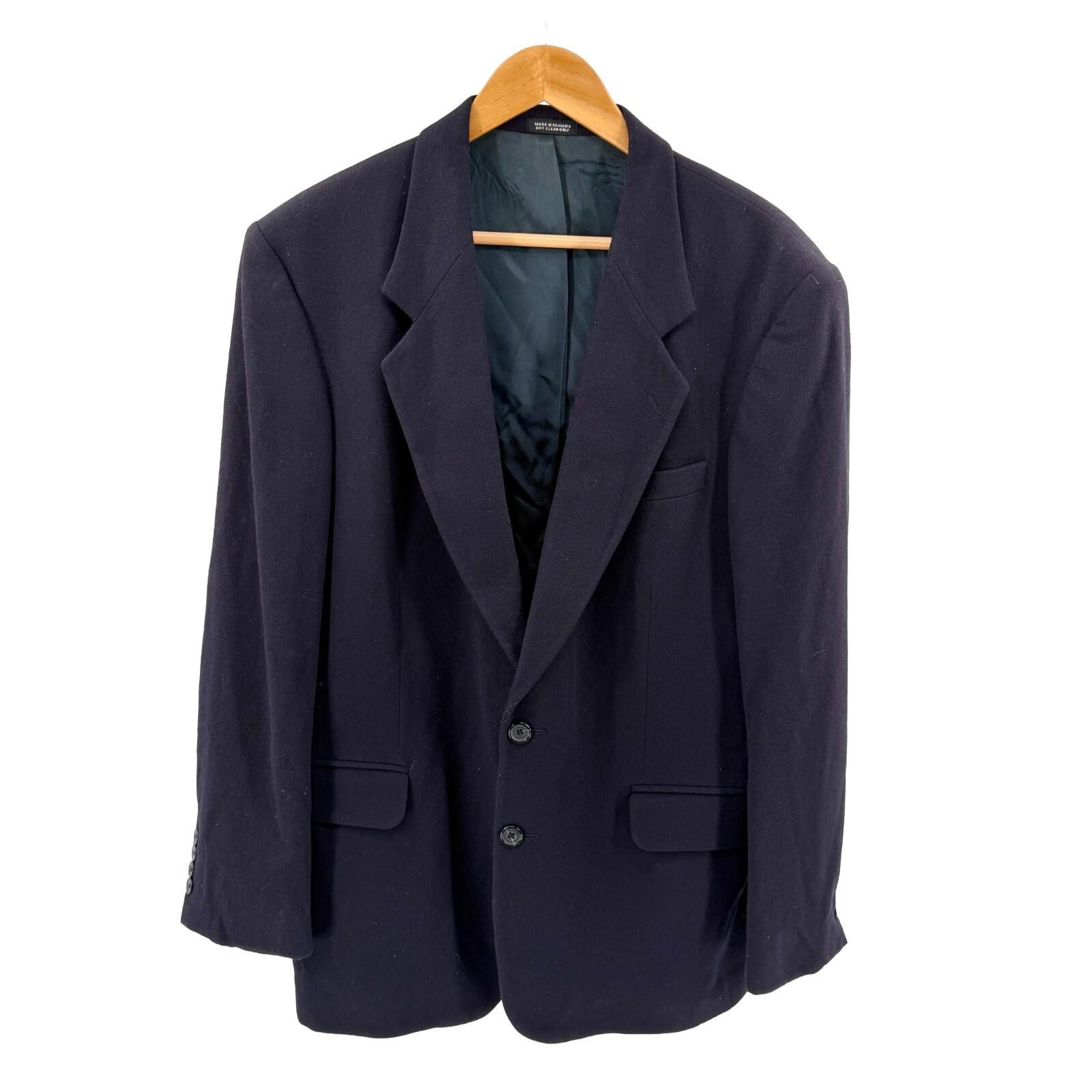 Oscar de la Renta, Vintage 90s Oscar de la Renta Navy Blue Tailored Blazer