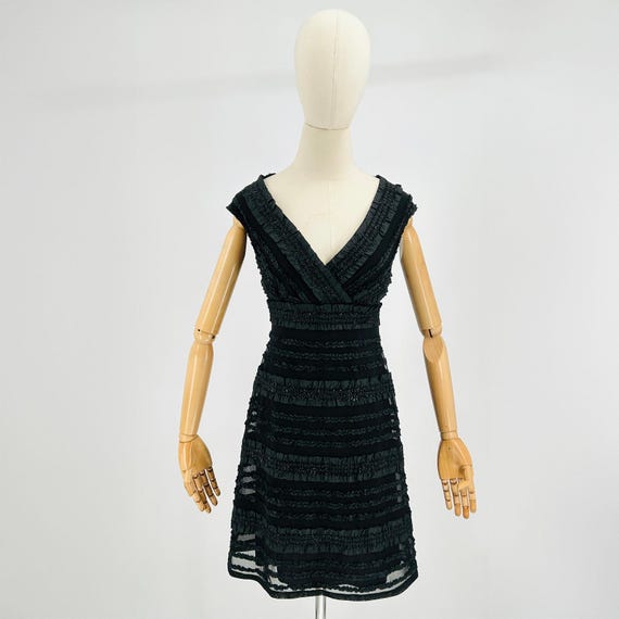 Vintage 90s Tadashi Black Ruched Mesh Panel Cocktail Dress - Etsy Israel