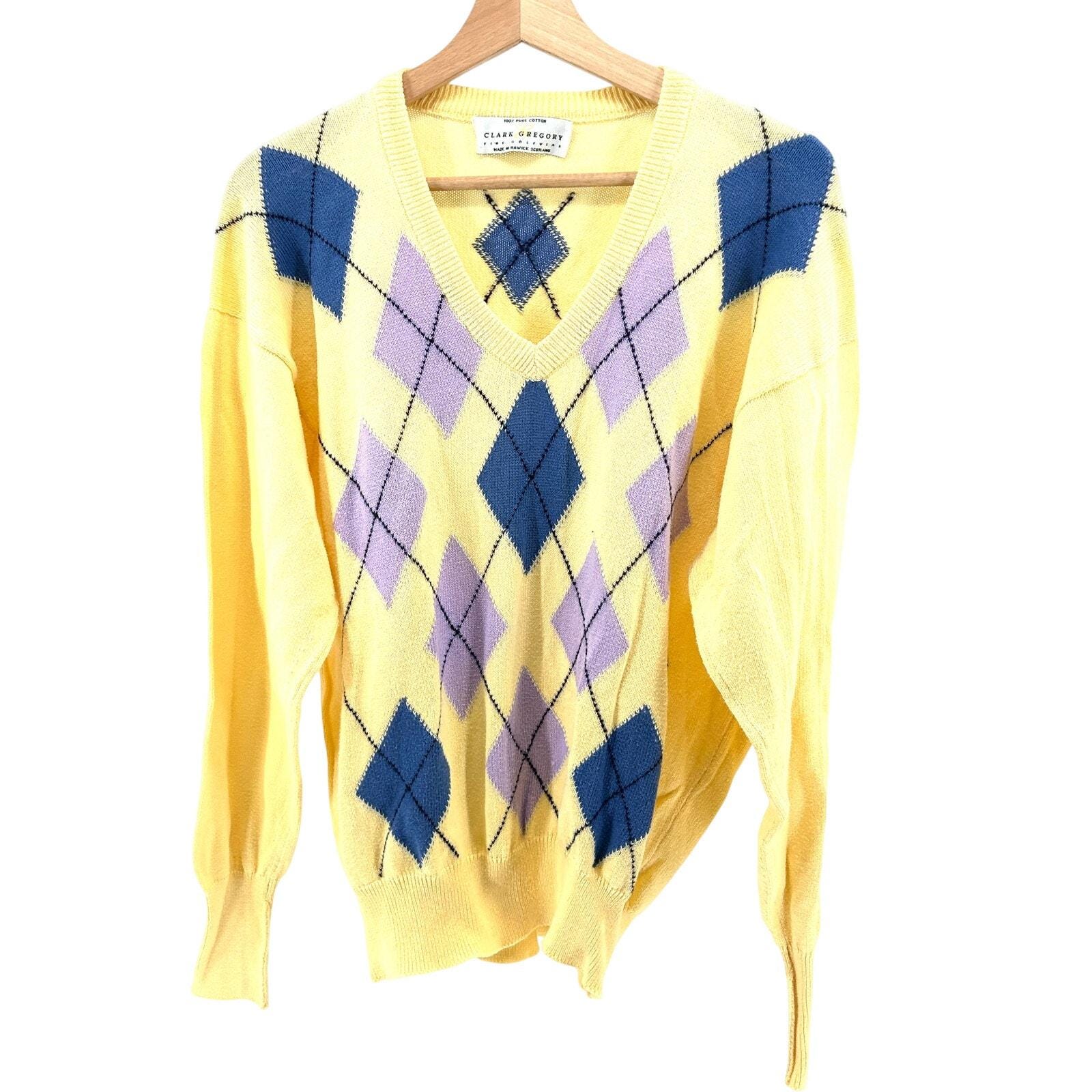 Yellow Argyle Sweater - Etsy