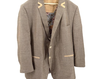 Vintage Y2K Austin Reed Curious Man bruine zijden wollen blazer
